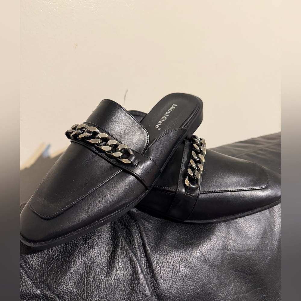 Mossimo Supply Co. Black Chain Detail Women's Mules